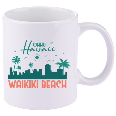Waikiki Beach 11oz C Handle Ceramic Mug