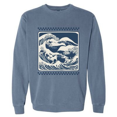 Wave Blue With Cats Less Cat Ladies For Harris Funny Cute Gift Garment-Dyed Sweatshirt