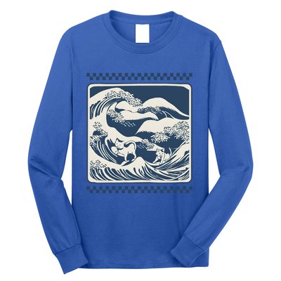 Wave Blue With Cats Less Cat Ladies For Harris Funny Cute Gift Long Sleeve Shirt