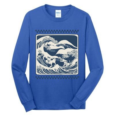 Wave Blue With Cats Less Cat Ladies For Harris Funny Cute Gift Tall Long Sleeve T-Shirt