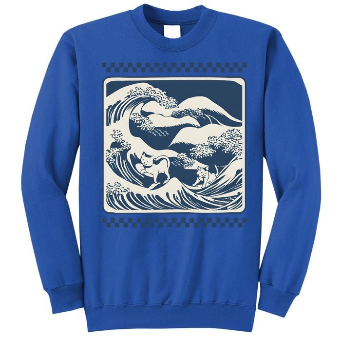 Wave Blue With Cats Less Cat Ladies For Harris Funny Cute Gift Tall Sweatshirt