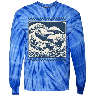 Wave Blue With Cats Less Cat Ladies For Harris Funny Cute Gift Tie-Dye Long Sleeve Shirt