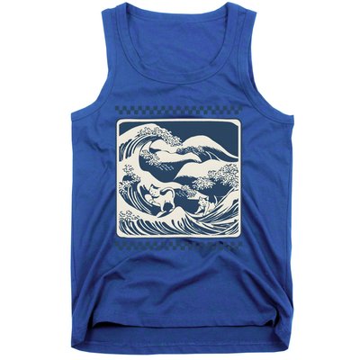 Wave Blue With Cats Less Cat Ladies For Harris Funny Cute Gift Tank Top