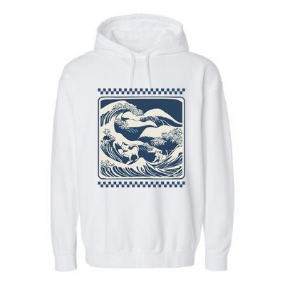 Wave Blue With Cats Less Cat Ladies For Harris Funny Cute Gift Garment-Dyed Fleece Hoodie