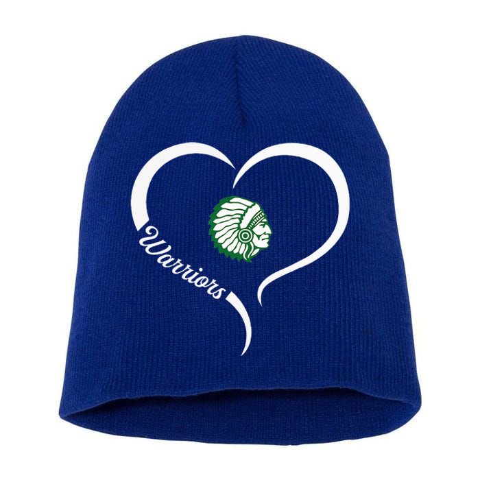 West Branch Warriors Logo Half Heart Slogan Hs Short Acrylic Beanie