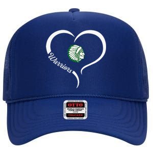 West Branch Warriors Logo Half Heart Slogan Hs High Crown Mesh Back Trucker Hat