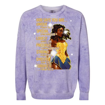 Wonder Black Woman Black Strong Colorblast Crewneck Sweatshirt