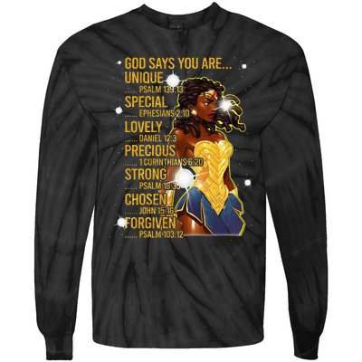 Wonder Black Woman Black Strong Tie-Dye Long Sleeve Shirt