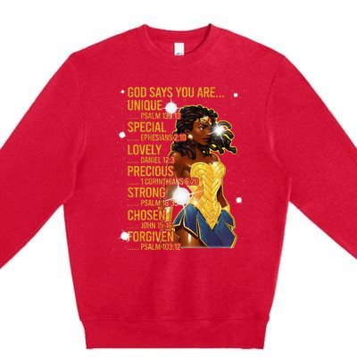 Wonder Black Woman Black Strong Premium Crewneck Sweatshirt