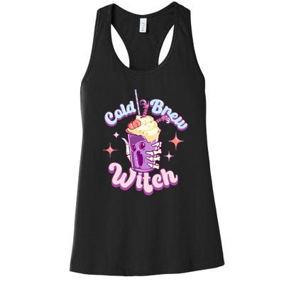 Witch Brew Witchy Skeleton Hand And Halloween Latte Gift Women's Racerback Tank