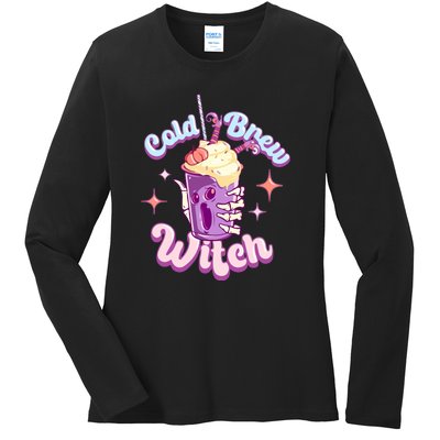 Witch Brew Witchy Skeleton Hand And Halloween Latte Gift Ladies Long Sleeve Shirt