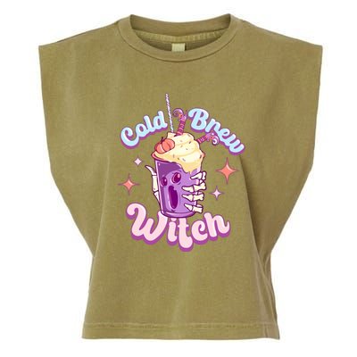 Witch Brew Witchy Skeleton Hand And Halloween Latte Gift Garment-Dyed Women's Muscle Tee