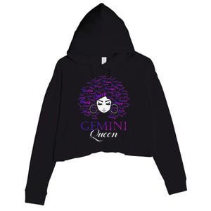 Wo Black Wo Afro Hair Gemini Queen Birthday Gift Crop Fleece Hoodie