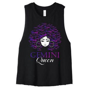 Wo Black Wo Afro Hair Gemini Queen Birthday Gift Women's Racerback Cropped Tank