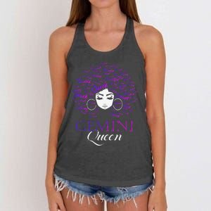 Wo Black Wo Afro Hair Gemini Queen Birthday Gift Women's Knotted Racerback Tank