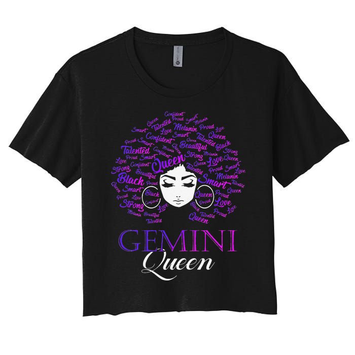 Wo Black Wo Afro Hair Gemini Queen Birthday Gift Women's Crop Top Tee