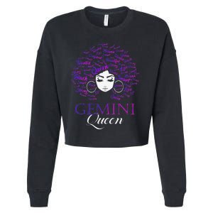 Wo Black Wo Afro Hair Gemini Queen Birthday Gift Cropped Pullover Crew