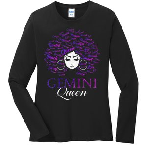 Wo Black Wo Afro Hair Gemini Queen Birthday Gift Ladies Long Sleeve Shirt