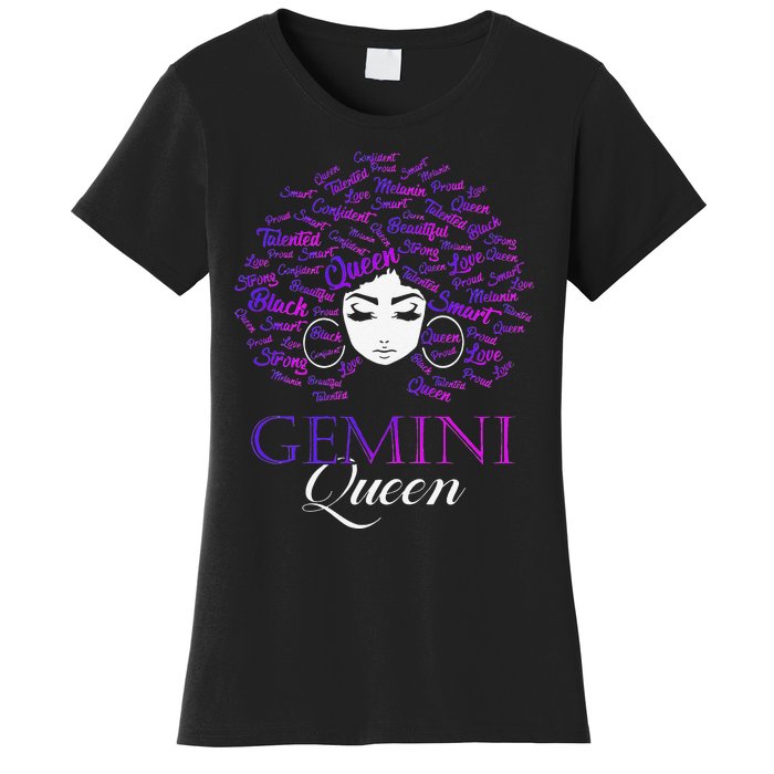 Wo Black Wo Afro Hair Gemini Queen Birthday Gift Women's T-Shirt