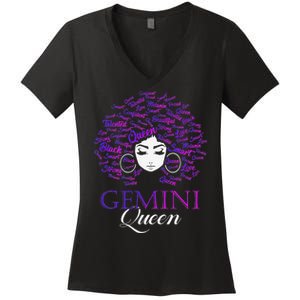 Wo Black Wo Afro Hair Gemini Queen Birthday Gift Women's V-Neck T-Shirt