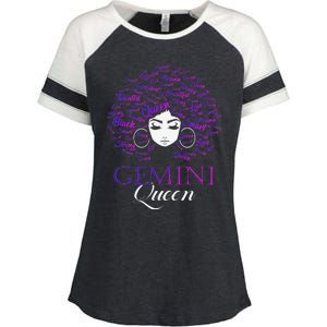 Wo Black Wo Afro Hair Gemini Queen Birthday Gift Enza Ladies Jersey Colorblock Tee