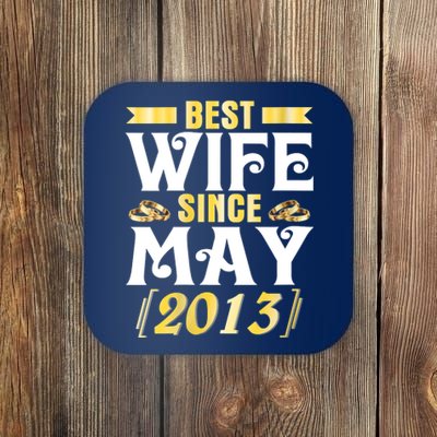 Womens Best Wife Since May 2013 Husband Marriage 10 Years Wedding Coaster