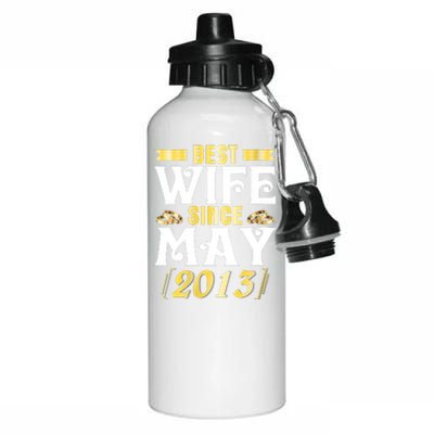 Womens Best Wife Since May 2013 Husband Marriage 10 Years Wedding Aluminum Water Bottle 