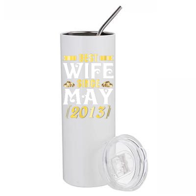 Womens Best Wife Since May 2013 Husband Marriage 10 Years Wedding Stainless Steel Tumbler