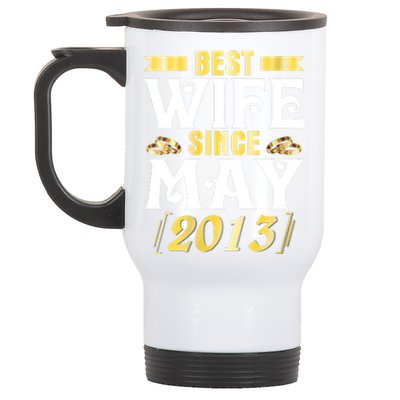 Womens Best Wife Since May 2013 Husband Marriage 10 Years Wedding Stainless Steel Travel Mug