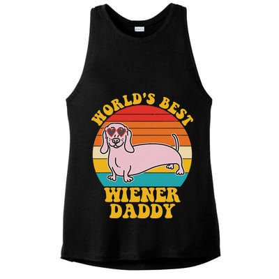 WorldS Best Wiener Daddy Funny Dog Lover Design Ladies PosiCharge Tri-Blend Wicking Tank