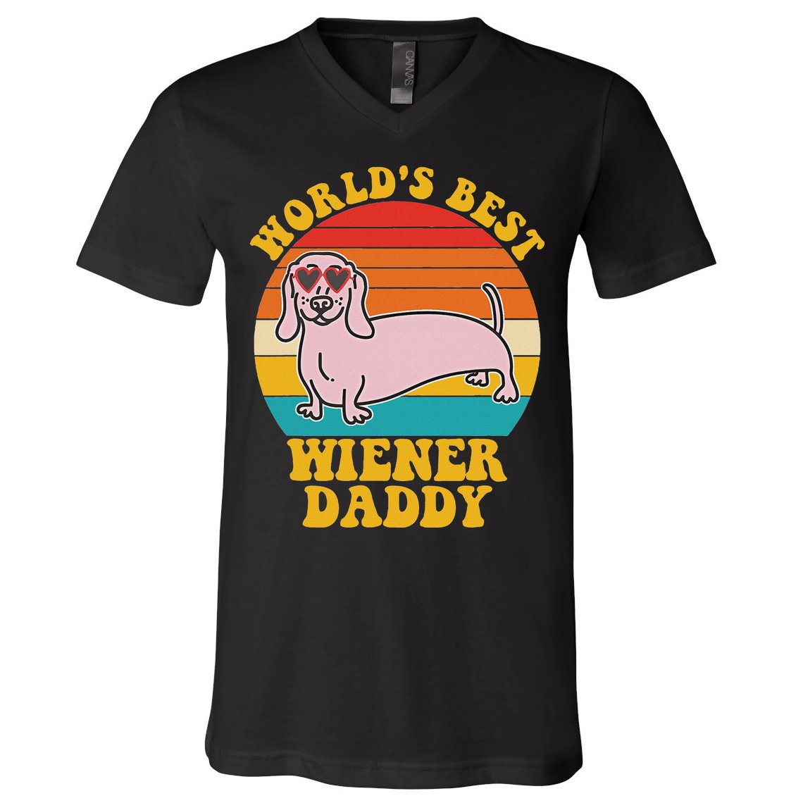 WorldS Best Wiener Daddy Funny Dog Lover Design V-Neck T-Shirt