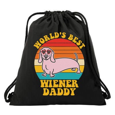 WorldS Best Wiener Daddy Funny Dog Lover Design Drawstring Bag