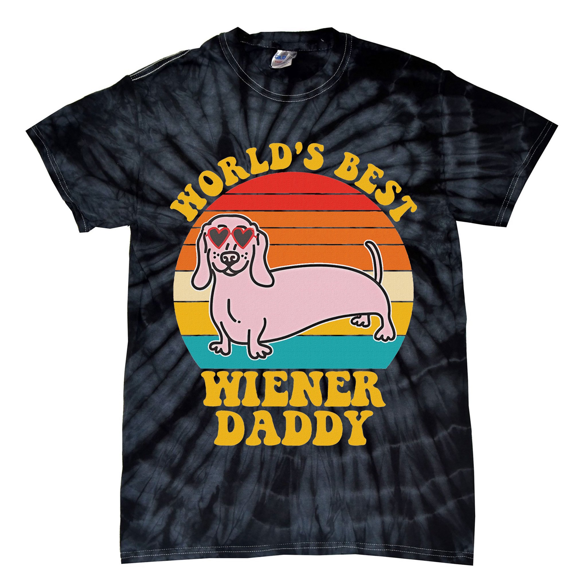 WorldS Best Wiener Daddy Funny Dog Lover Design Tie-Dye T-Shirt