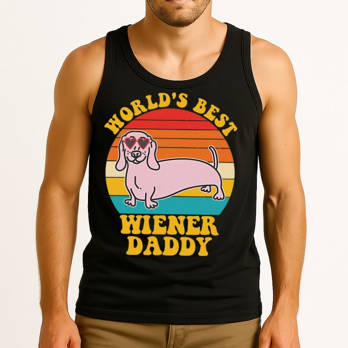 WorldS Best Wiener Daddy Funny Dog Lover Design Tank Top
