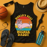 WorldS Best Wiener Daddy Funny Dog Lover Design Tank Top