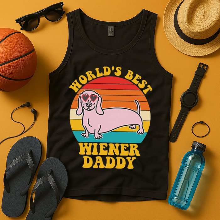 WorldS Best Wiener Daddy Funny Dog Lover Design Tank Top