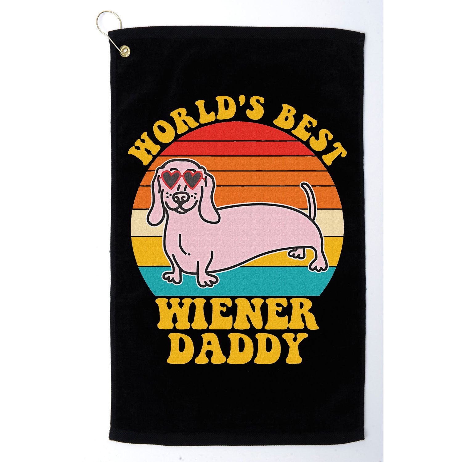WorldS Best Wiener Daddy Funny Dog Lover Design Golf Towel