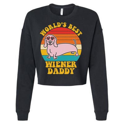 WorldS Best Wiener Daddy Funny Dog Lover Design Cropped Pullover Crew