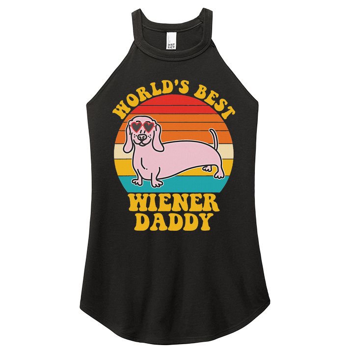 WorldS Best Wiener Daddy Funny Dog Lover Design Women's Perfect Tri Rocker Tank
