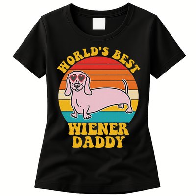 WorldS Best Wiener Daddy Funny Dog Lover Design Womens T-Shirt