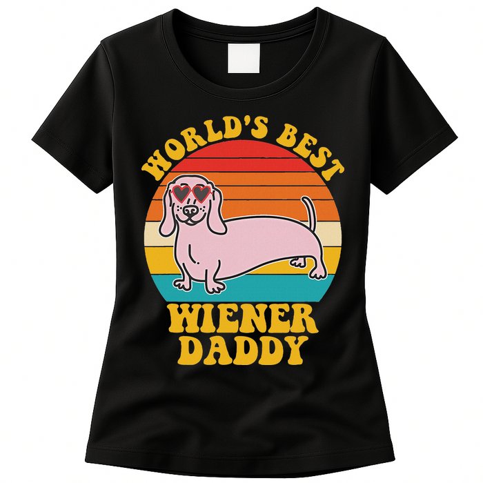 WorldS Best Wiener Daddy Funny Dog Lover Design Womens T-Shirt
