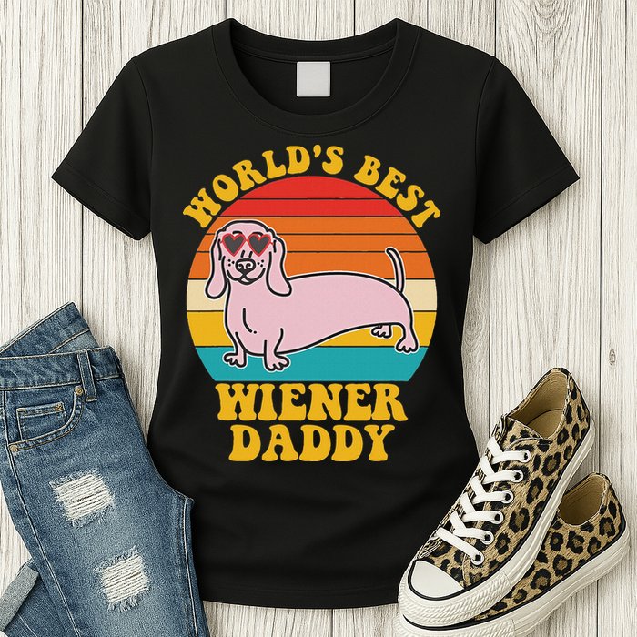WorldS Best Wiener Daddy Funny Dog Lover Design Womens T-Shirt