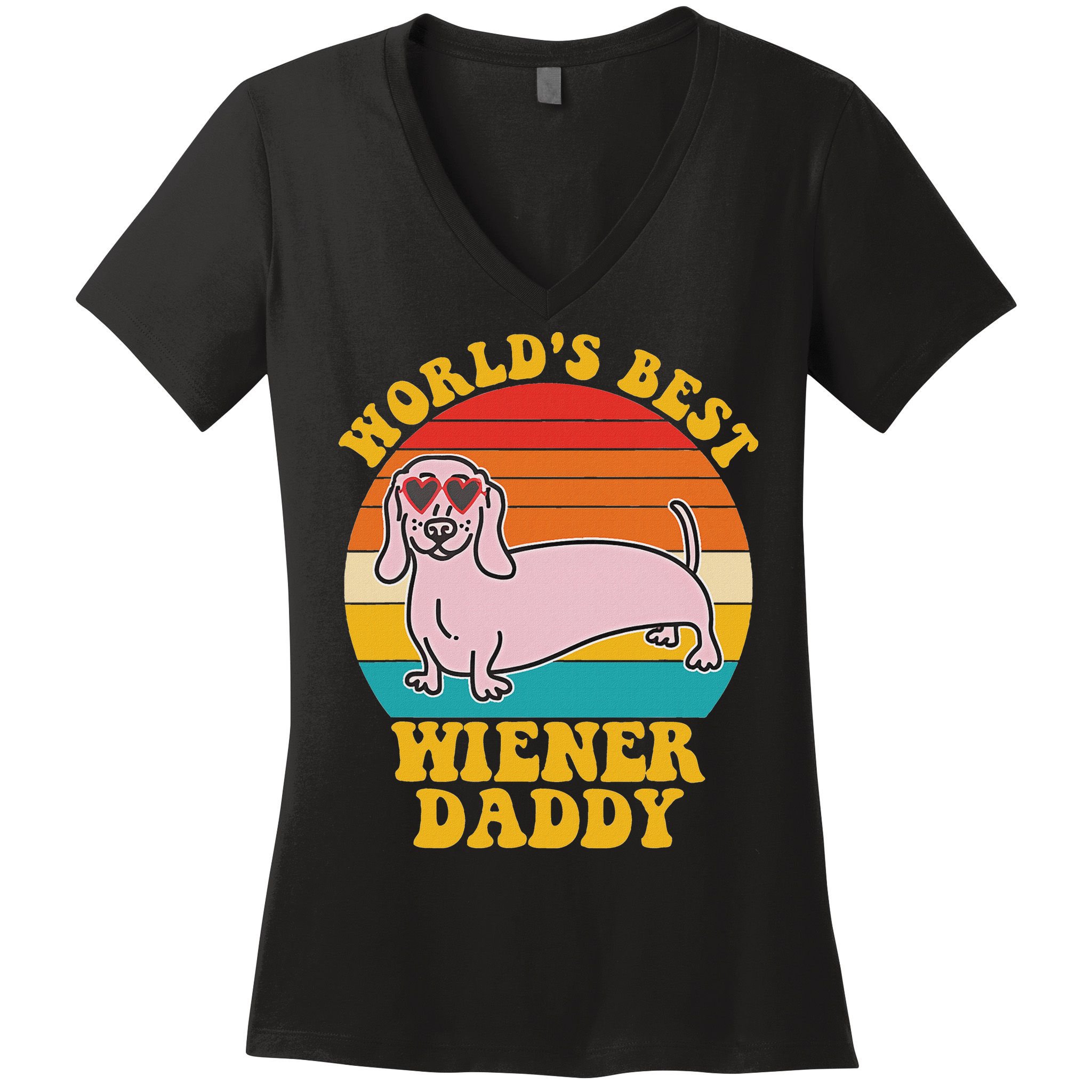 WorldS Best Wiener Daddy Funny Dog Lover Design Women's V-Neck T-Shirt