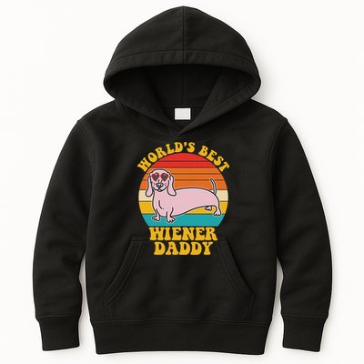 WorldS Best Wiener Daddy Funny Dog Lover Design Kids Hoodie