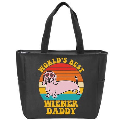 WorldS Best Wiener Daddy Funny Dog Lover Design Zip Tote Bag