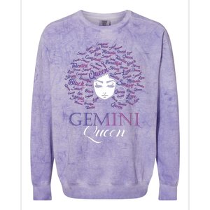 Womens Black Womens Afro Hair Gemini Queen Birthday Gift Colorblast Crewneck Sweatshirt