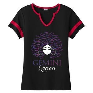 Womens Black Womens Afro Hair Gemini Queen Birthday Gift Ladies Halftime Notch Neck Tee