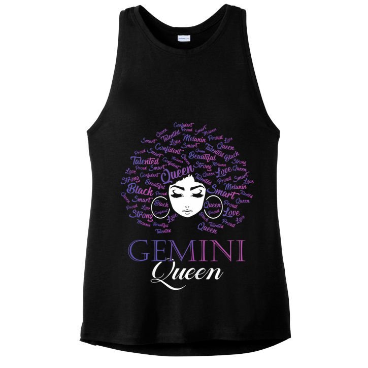 Womens Black Womens Afro Hair Gemini Queen Birthday Gift Ladies PosiCharge Tri-Blend Wicking Tank