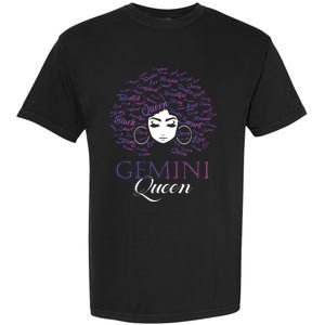 Womens Black Womens Afro Hair Gemini Queen Birthday Gift Garment-Dyed Heavyweight T-Shirt