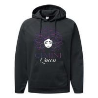 Womens Black Womens Afro Hair Gemini Queen Birthday Gift Performance Fleece Hoodie